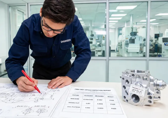 Engineer marking FAI drawing