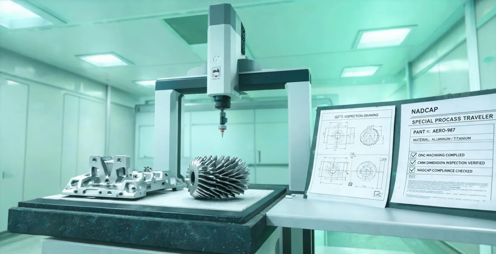 CNC inspection cell for regulated machined parts