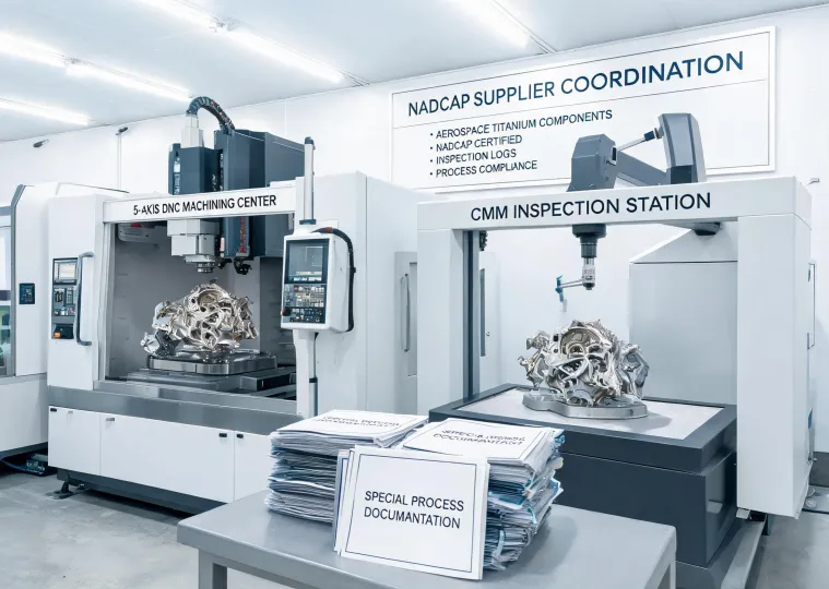 Aerospace CNC machine and inspection workflow